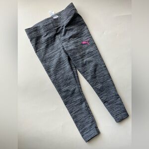 Puma Kids Girls Charcoal Leggings with Pink Logo Size XXS 4-5